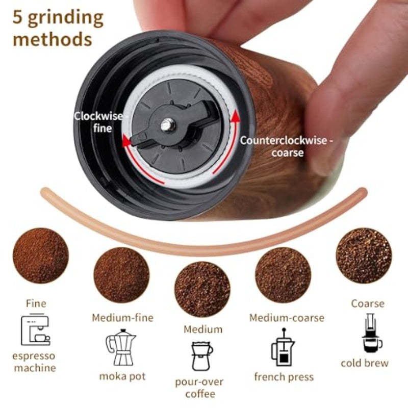 Pour Over Coffee Maker Set 6pcs Set with Coffee Maker Hand Coffee Grinder Hand Drip Kettle V60 Filters 40 Sheets and Measuring Spoon Perfect for Home Brewing and Travel